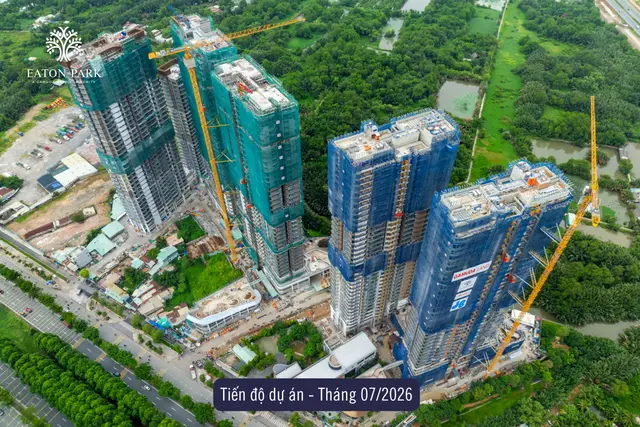 Công trường tháng 7/2026 nhìn từ trên xuống