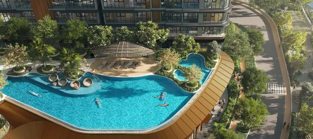 Khu onsen nhìn từ trên cao